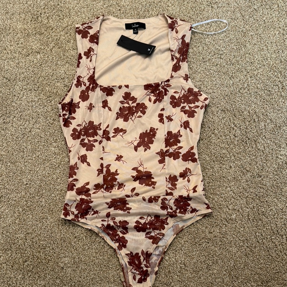 Lulu's Cream and Brown Floral Bodysuit